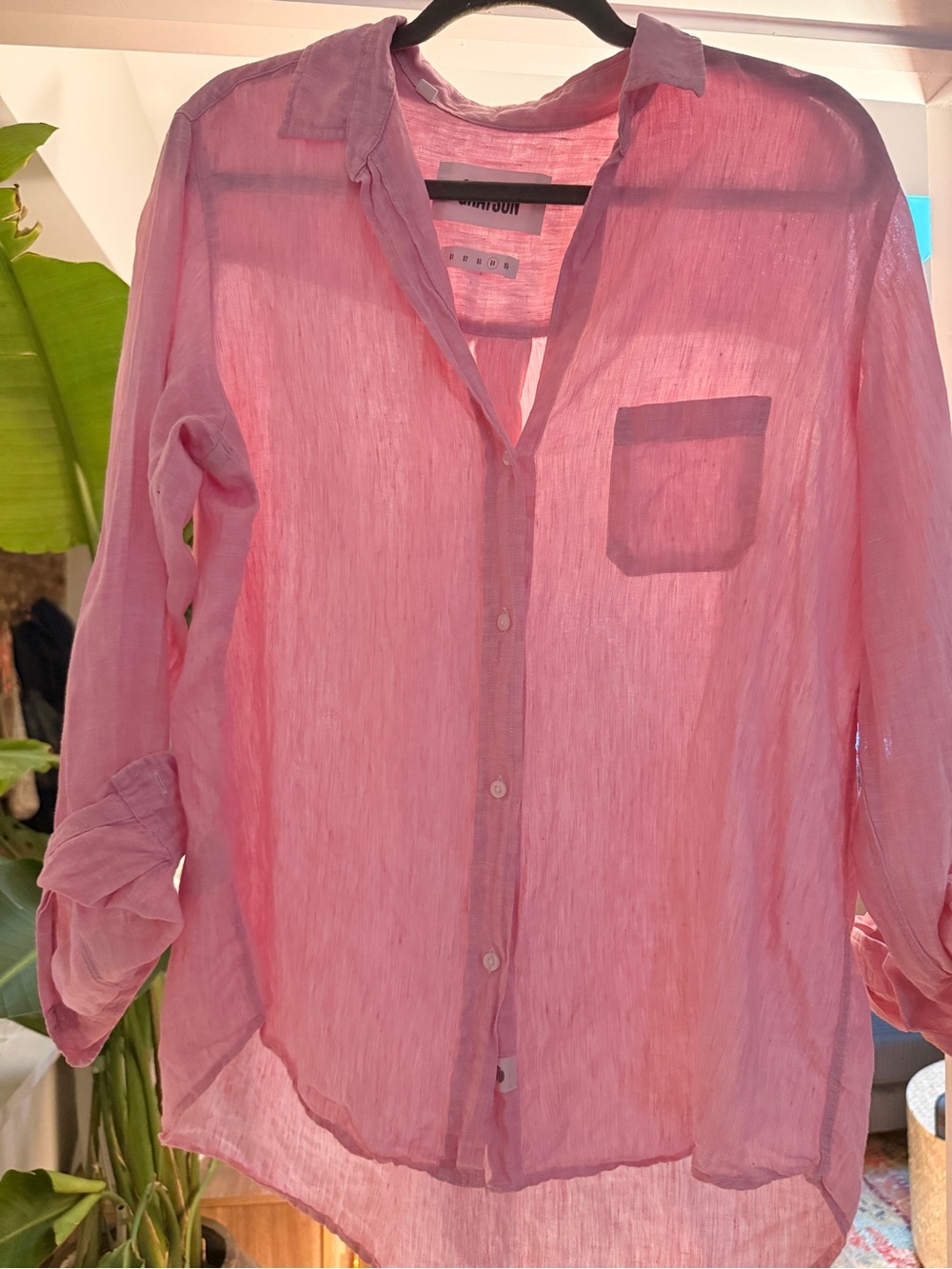 Grayson The Hero Pink Linen Button Down | Sz 4 (Large) Excellent Condition